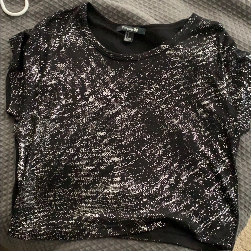 Black and silver shiny top